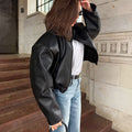 Veste en cuir PU souple noire