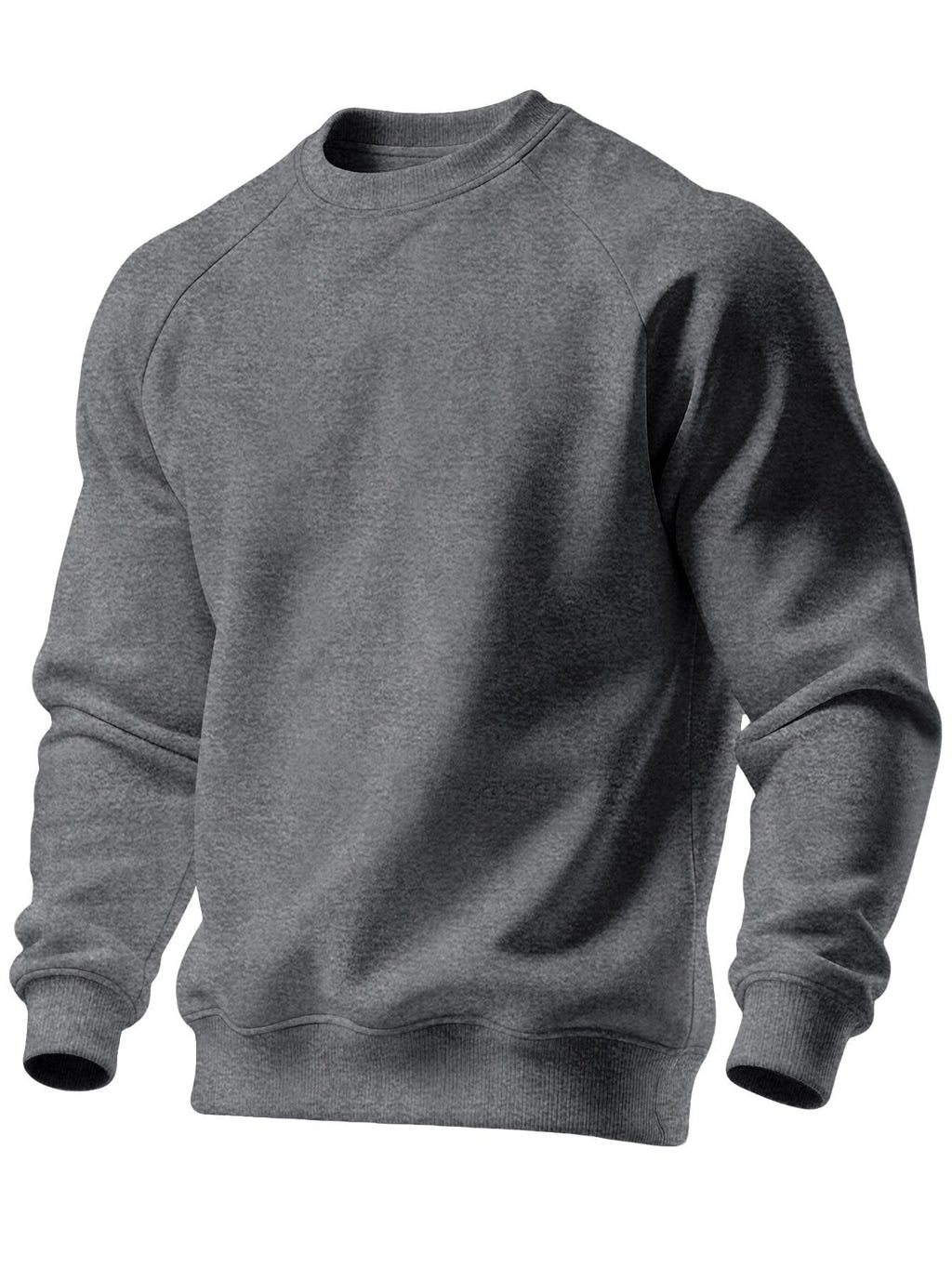 Chandail d'équipage-col d'automne Homme Couleur solide Sports occasionnels haut avec manches Raglan