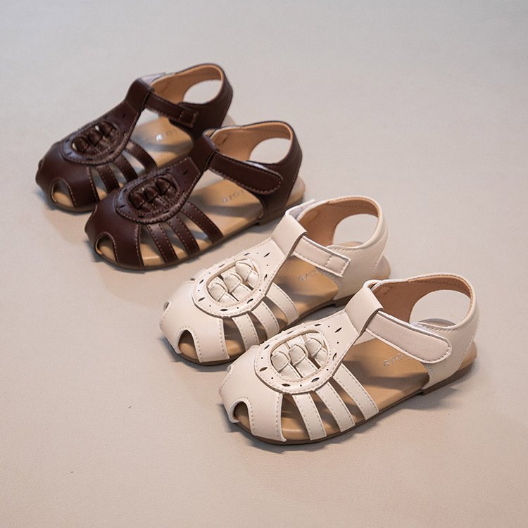 Ins Baotou Woven Roman Sandales Summer Korean Version Filles Hollow Princess Shoes Beach Wit