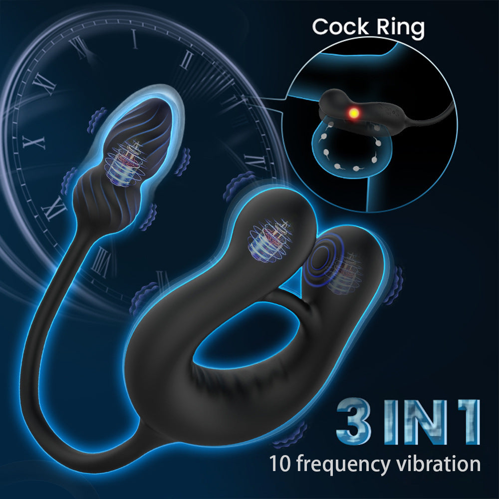 3-en-1 Plaisir mâle avec bague vibrante et conception de silicone premium