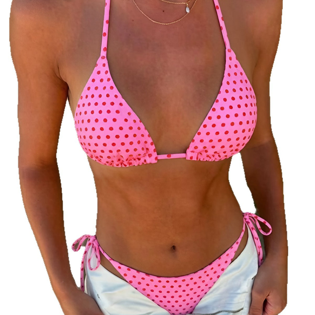 Triangle-cup Polka-dot Imprimer Bracelet Sexy deux-pièces maillot de bain Bikini