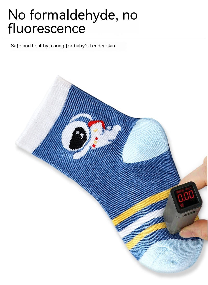 Chaussettes pour enfants Printemps et Automne mince Longueur mi-calf Couleur solide Chaussettes en coton