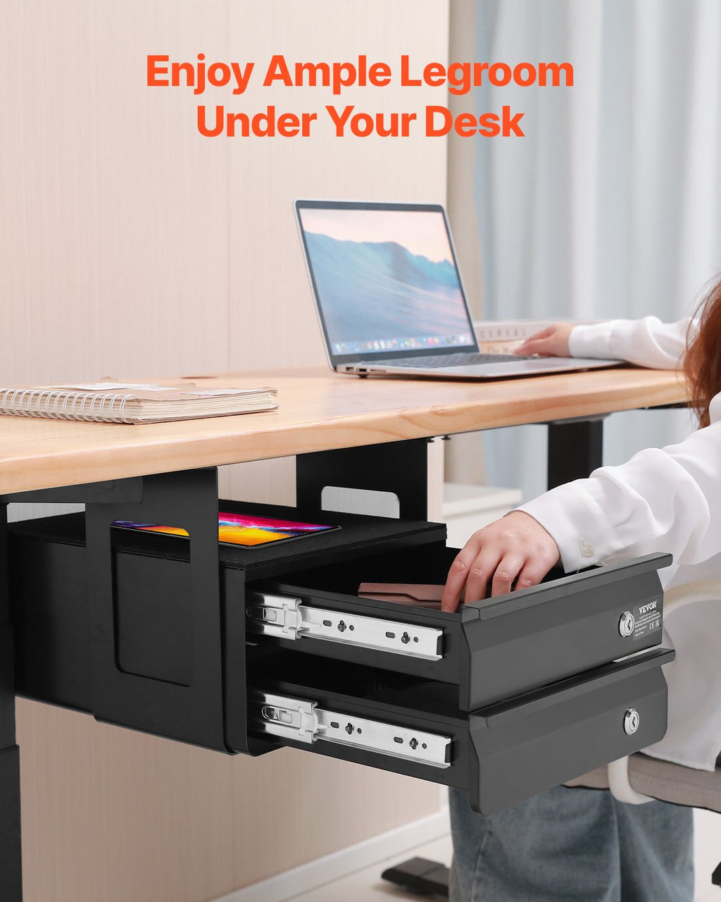 VEVOR 13" Grand tiroir sous bureau coulissant