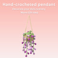 Crochet fait main suspendu Pot ornement avec trailing pourpre fleur Buds Everlasting Soft