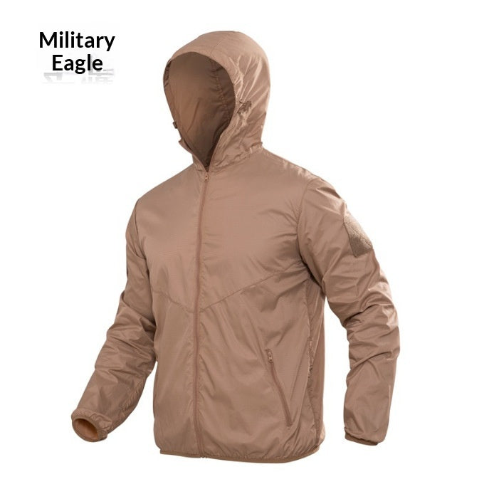 Séchage rapide Camouflage Skin Suit Tactical Hooded Outdoor Windbreaker avec desi respirant