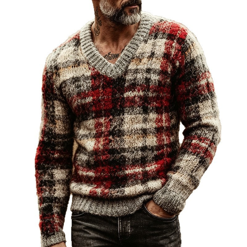 Placage retro Sporty-Casual Chandail tricoté pour hommes