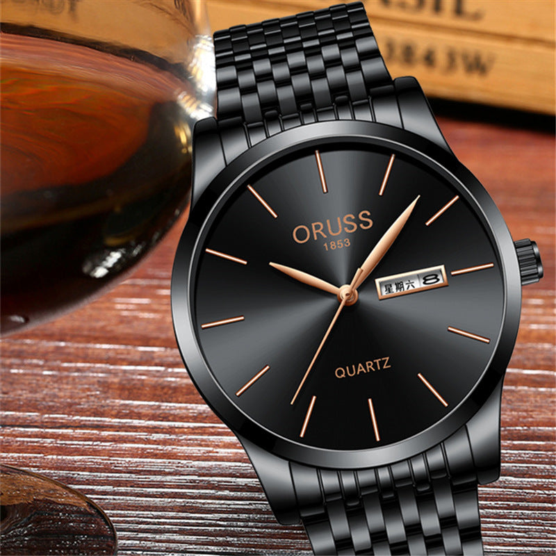 Entièrement automatique Montre mécanique Pointeur de calendrier homme acier fin