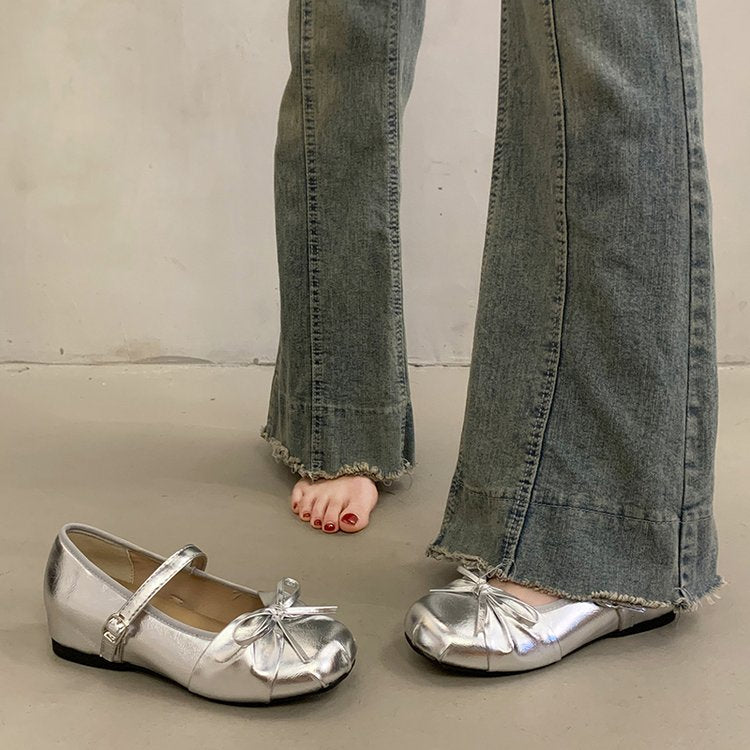 Style Ballet Mary Jane Femmes's Head Petit Cuir Chaussures Femmes Flat Bottom Soft Sol
