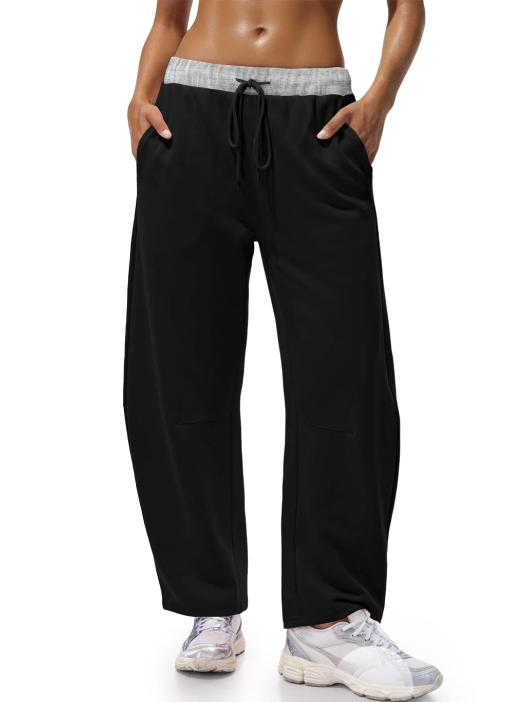 Fisoew femmes large jambes sweatpants Baggy cordon drawstring élastique Waisted Travel Pants Colo