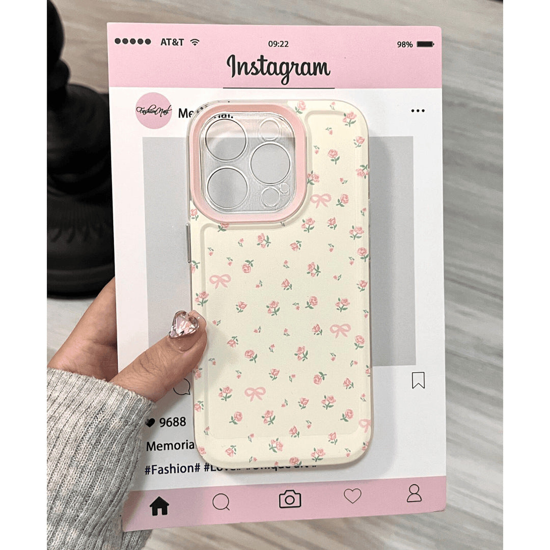Étui de téléphone floral en plastique rose pour femmes