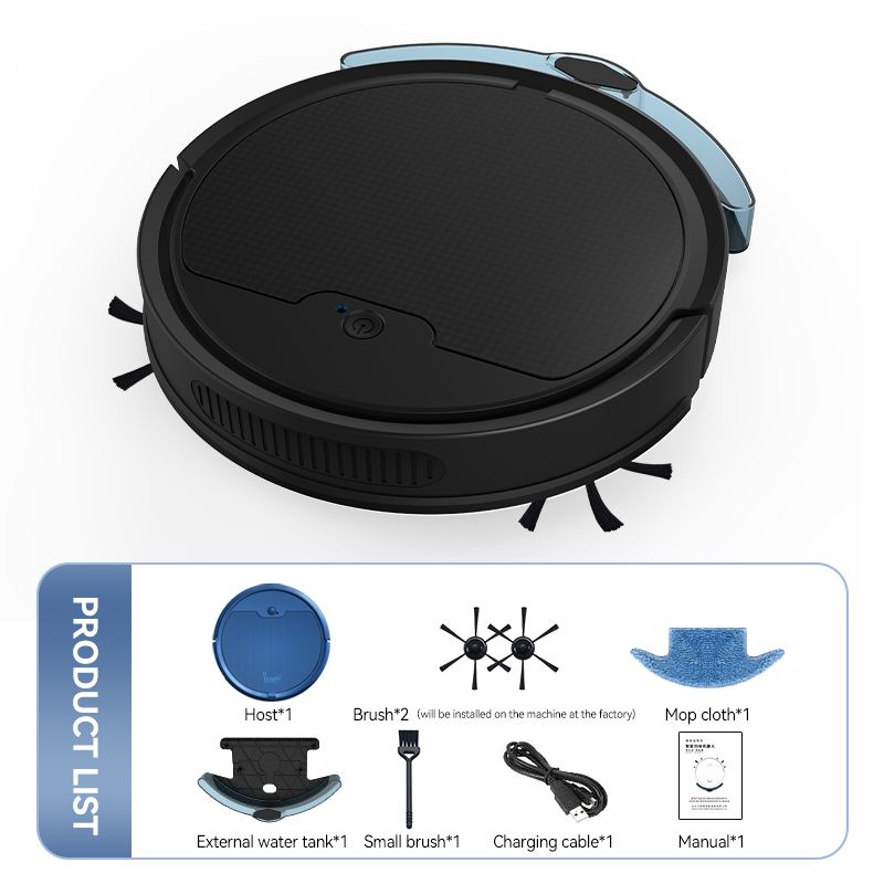 Black Robot Vacuum Mop - 3-en-1 Balayage