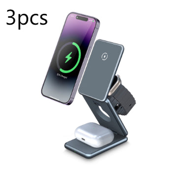Magsafe15W Magnetic Watch Casque de téléphone mobile Chargeur sans fil pliant trois en un
