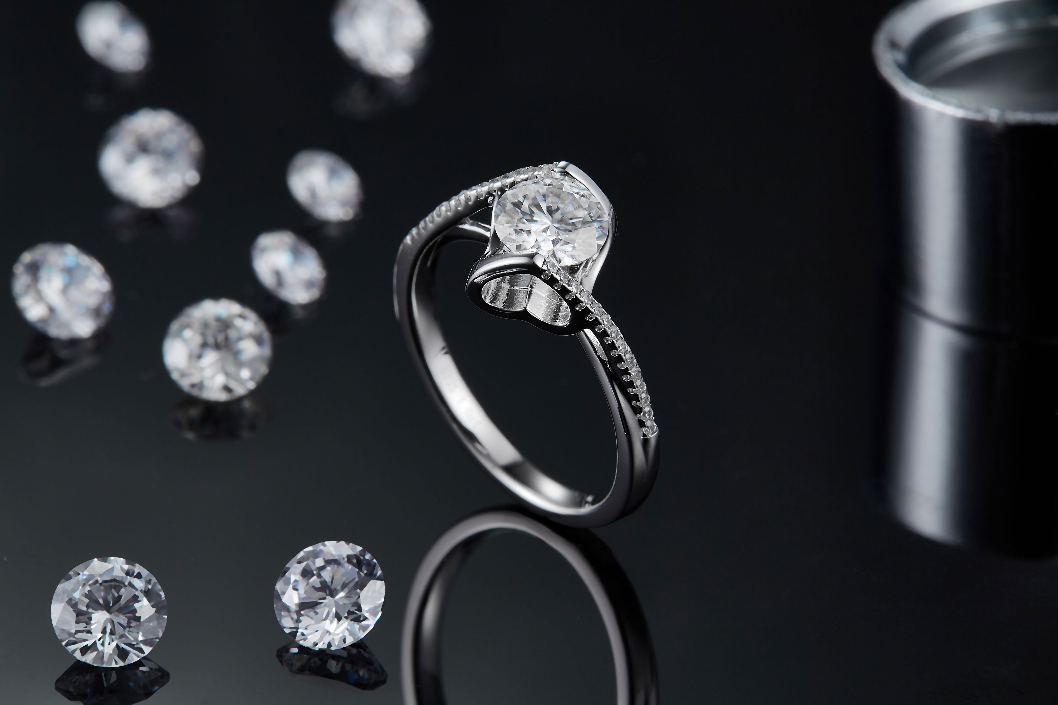 S925 Argent Sterling 1ct Moissanite bague de fiançailles