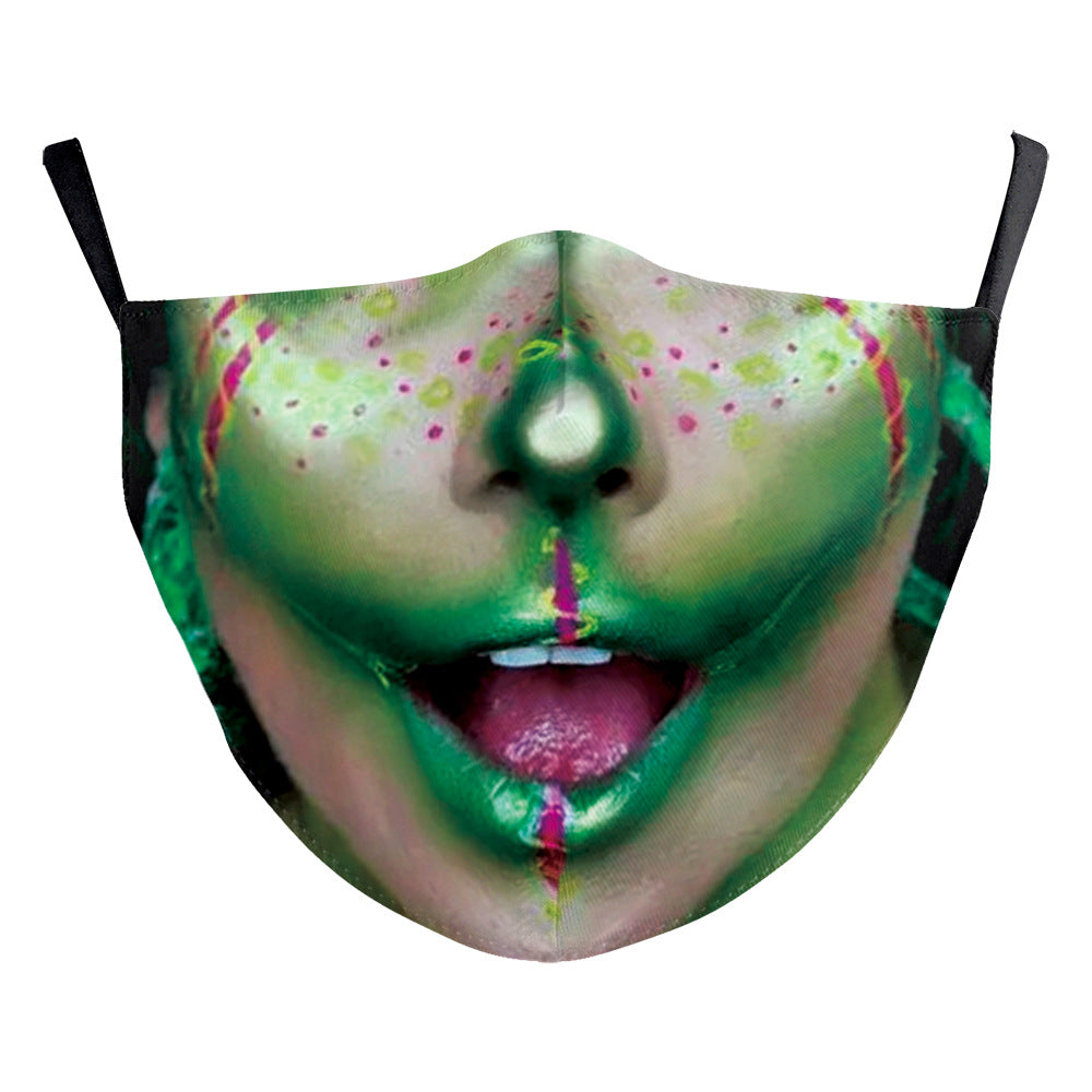 Halloween impression numérique drôle Horreur visage double couche masque de poussière