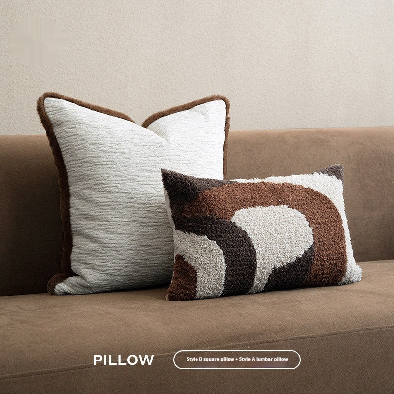 Oreiller retro beige-brun avec Coussin en lin de coton