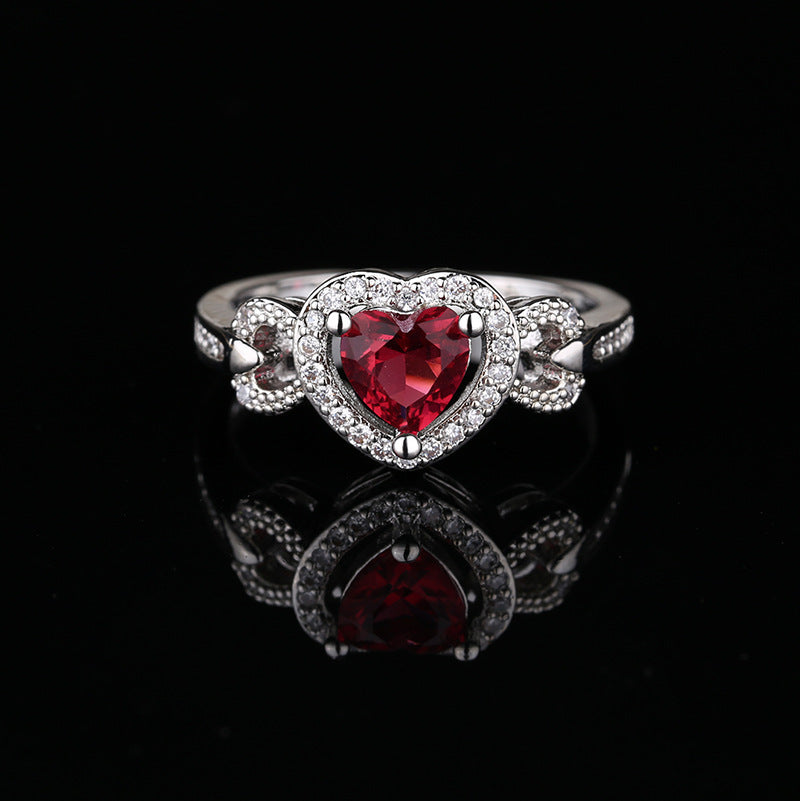 Bague de mariage rouge en forme de coeur pour femmes Bracelet personnalisé
