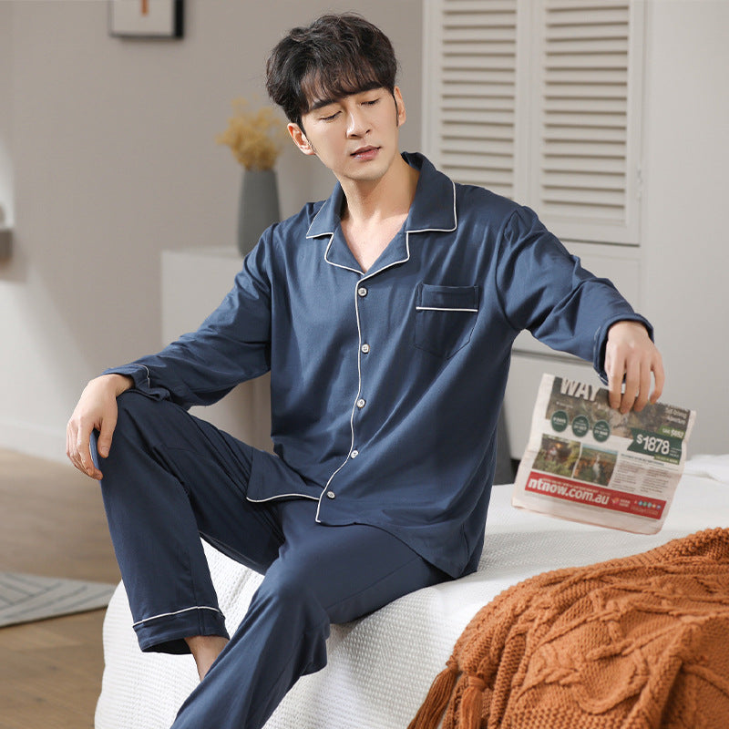 Pyjama Modal Men's Spring and Autumn Long Sleeve Cardigan Suit