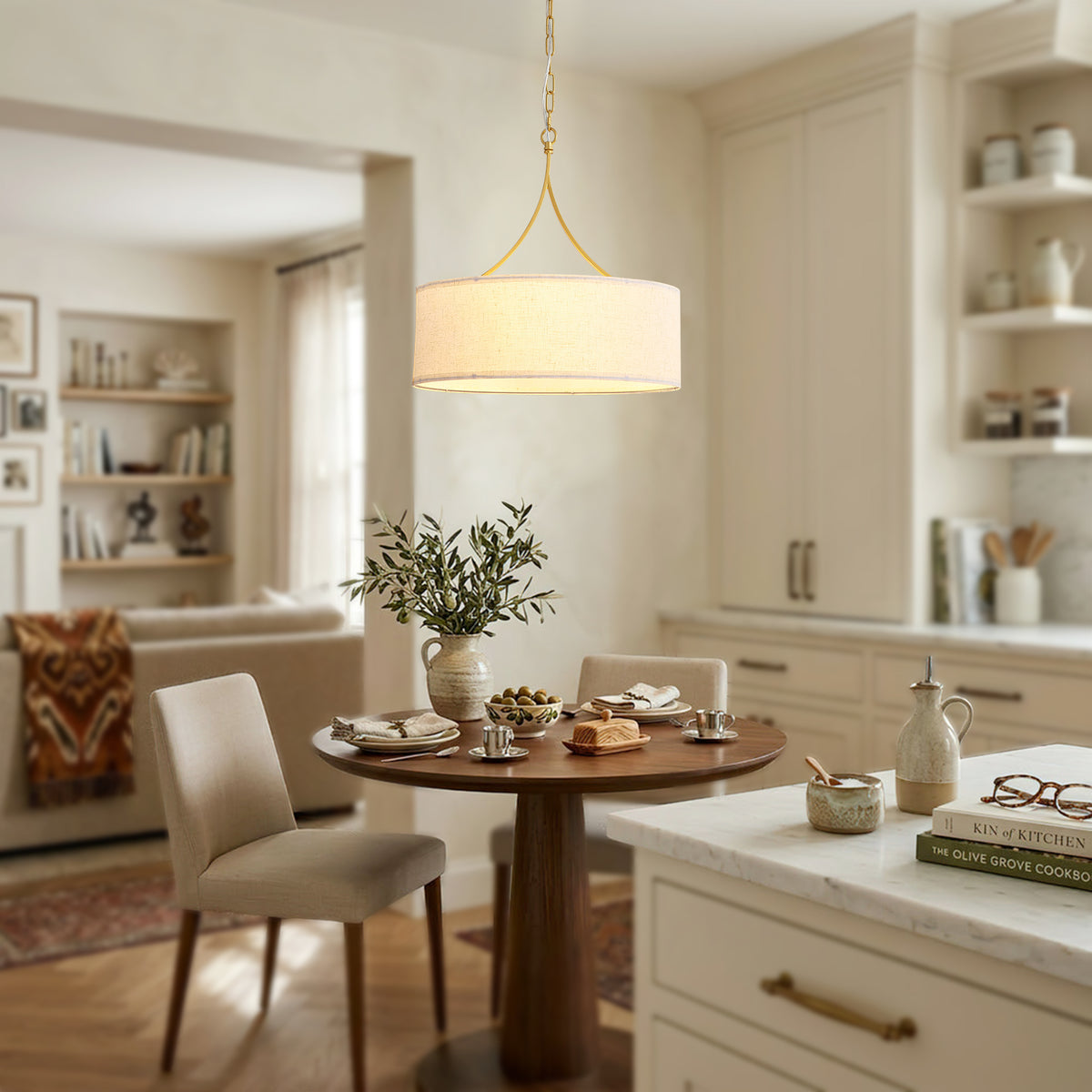 3-Light Fabric Modern Pendant Light