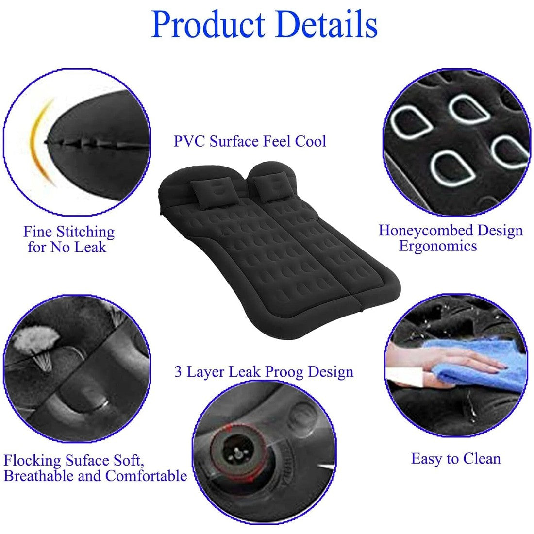 Voiture SUV Air Bed Sleep Voyage gonflable Matelas Siège Coussin Mat Camping avec pompe