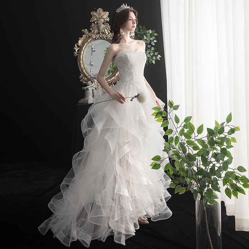 Court Avant et Longueur du dos Petite robe de mariée