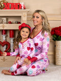 Valentine Day Love Print Casual Home Pajamas Parent Child Set
