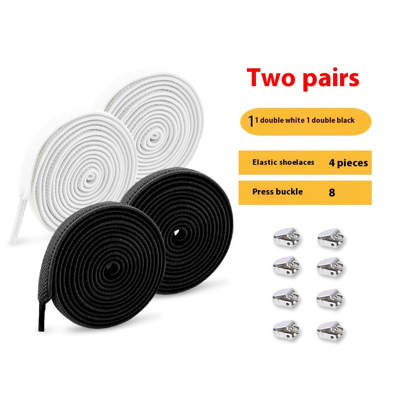 Shoelace pour les gens paresseux Rope élastique sans lacets Enfants Flat Buckle Chaussures blanches sans cravate