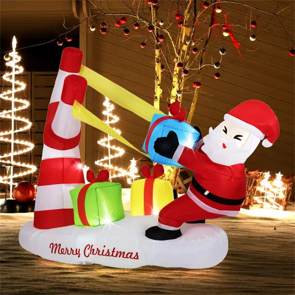 Décoration du Père Noël gonflable 7ft - 5 lumières LED intégrées 210T polyester Quick Inflati