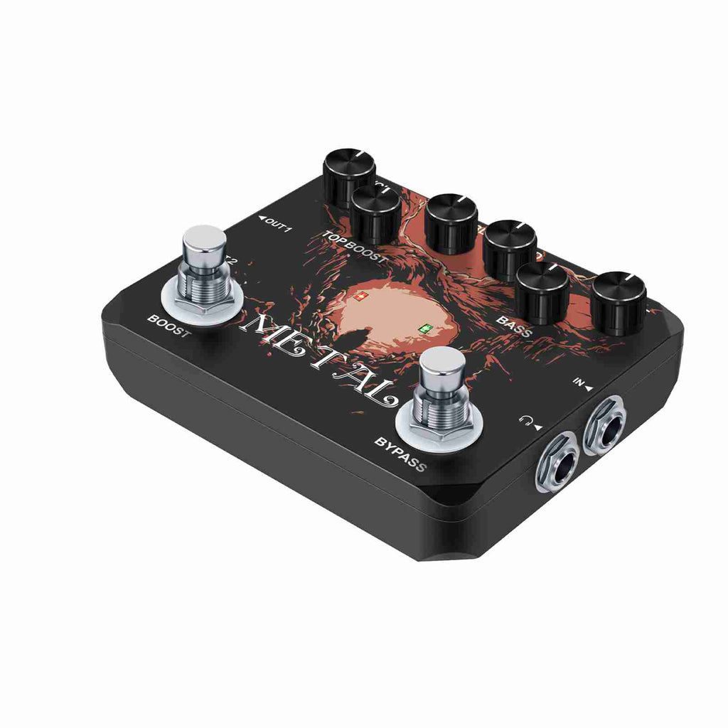 Effet de guitare en métal Pedal Traditional Metal Sound 80s/90 Sortie casque TREBLE/MID/BASS