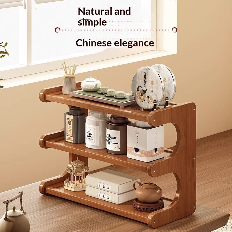 Bureau Bogu plateau Mini multi-tier Bamboo Ensemble d'affichage rack de stockage Organisateur pour thé C