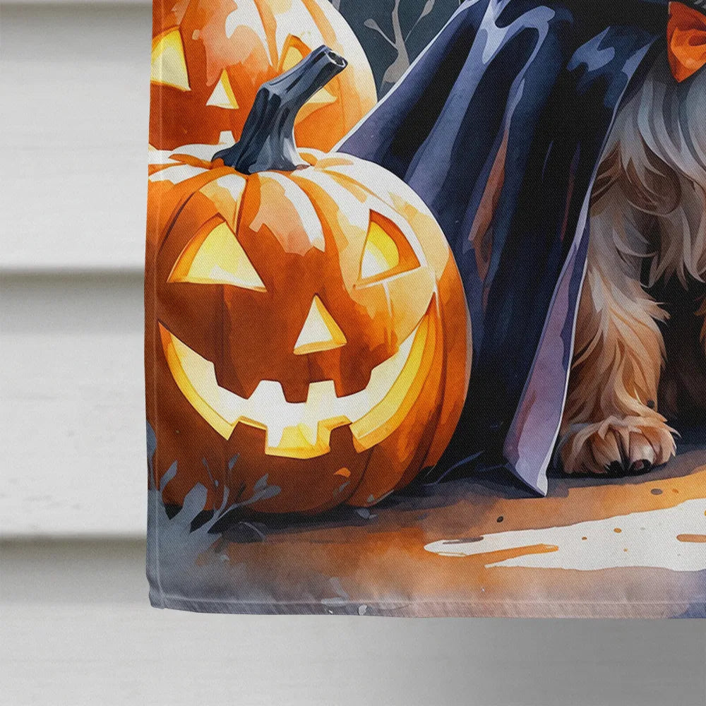 Yorkshire Terrier Puppy Maison d'Halloween Drapeau Grand porc Pôle à manches décoratif à l'extérieur Ya