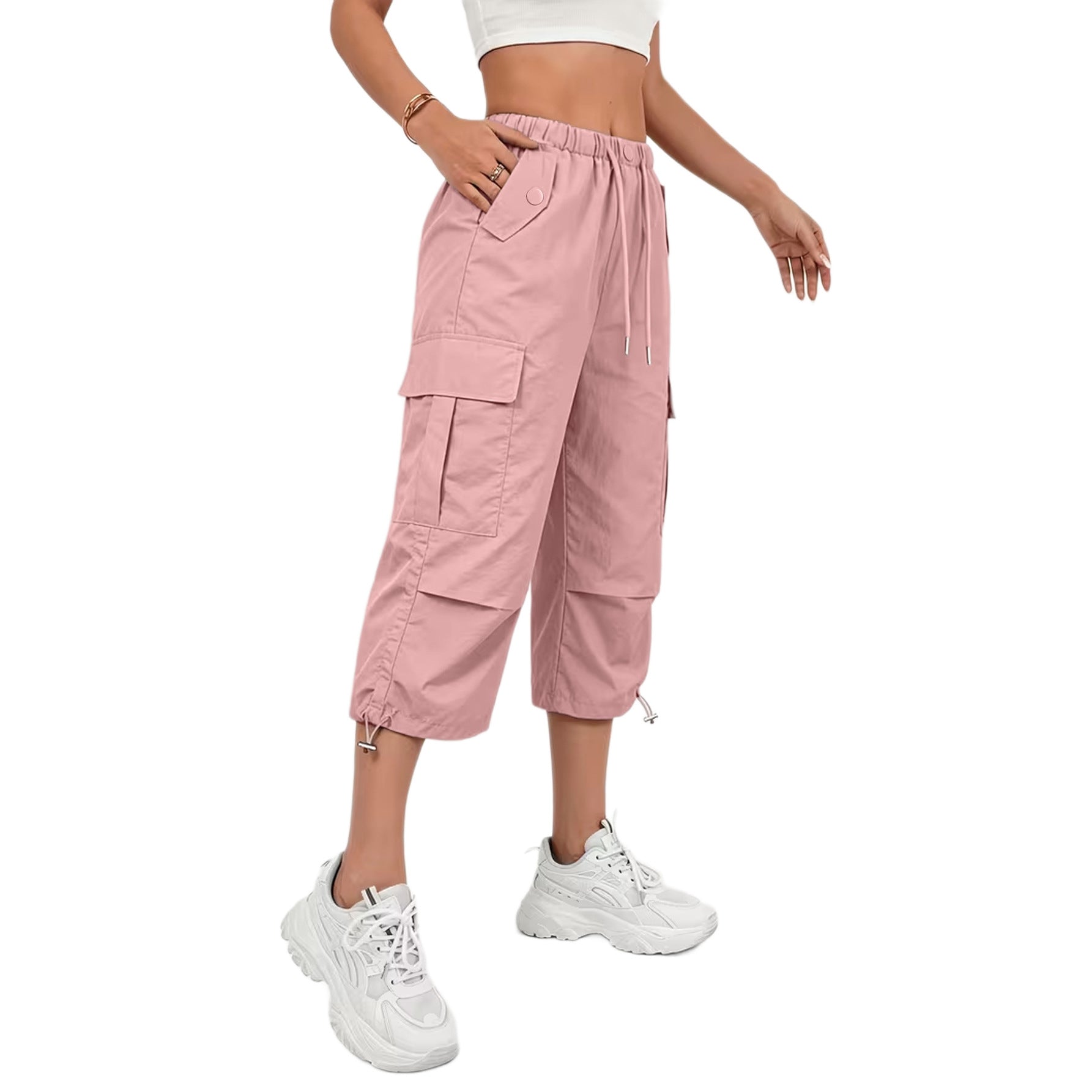 Loose Fitting Casual Drawstring Solid-color European and American Style Trendy Sportswear