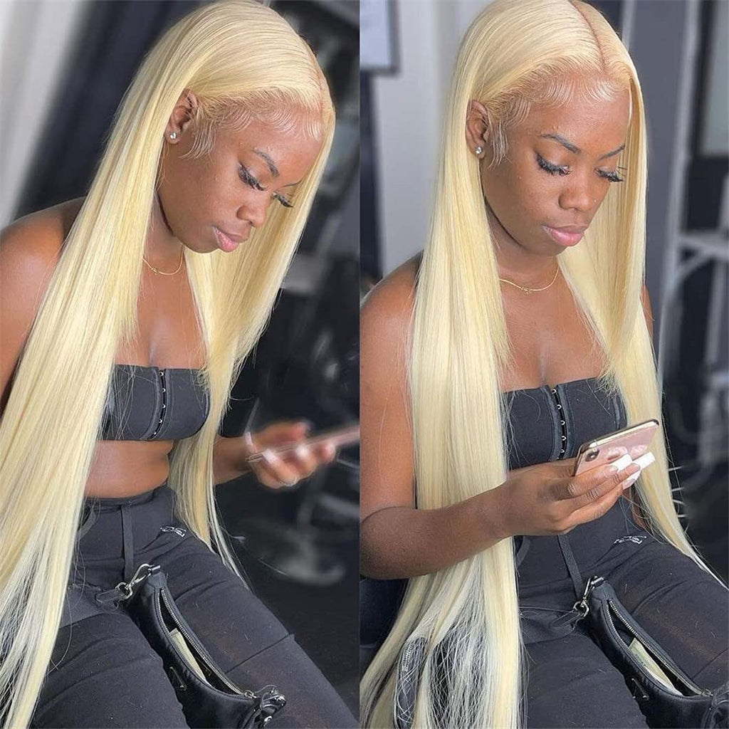 13x4 Perruque à cheveux humains en dentelle 613 Densité droite