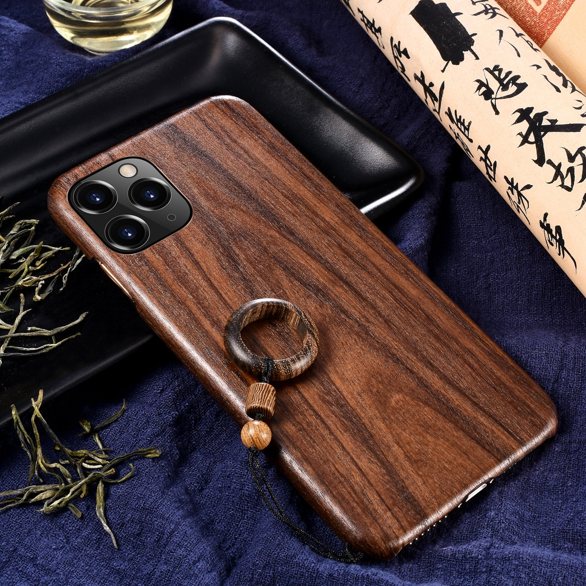 Étui téléphonique en bois broyé simple et ultra fin