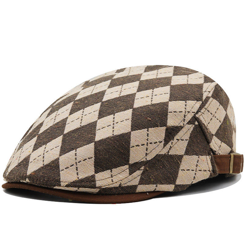 Chapeaux d'avant-garde à courte bride retro Plaid