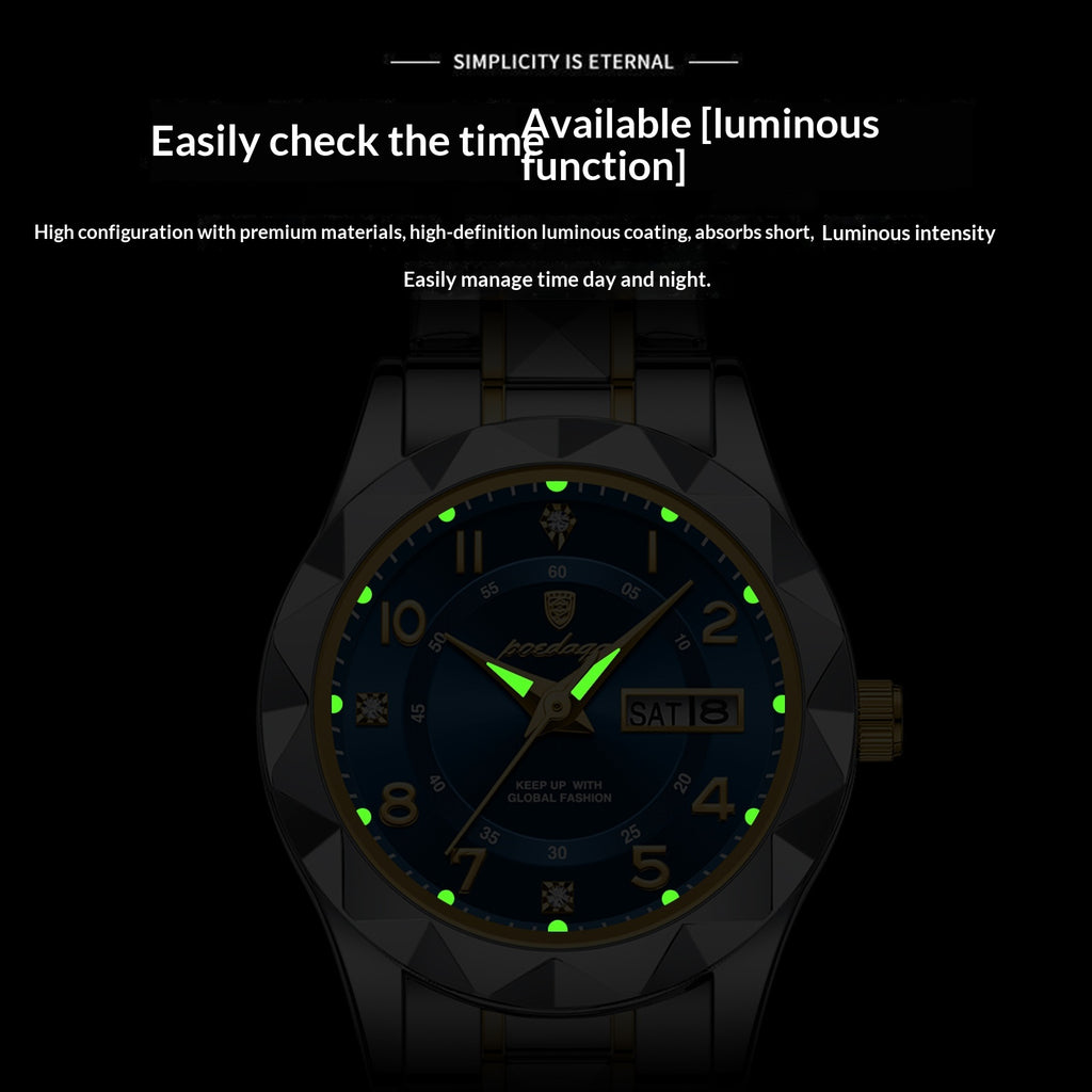 Montre à quartz féminine à double date étanche