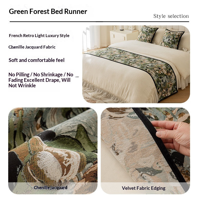 Retro Green Forest Bed Runner pour les lits