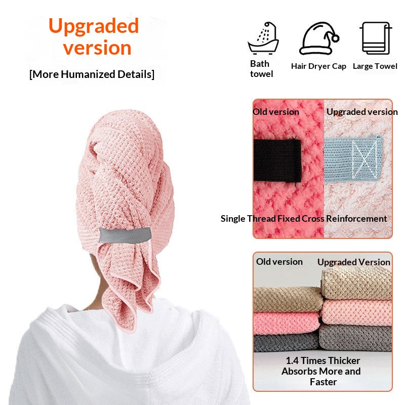 Toile de corail Séchage rapide Absorbage d'eau et serviette de séchage des cheveux