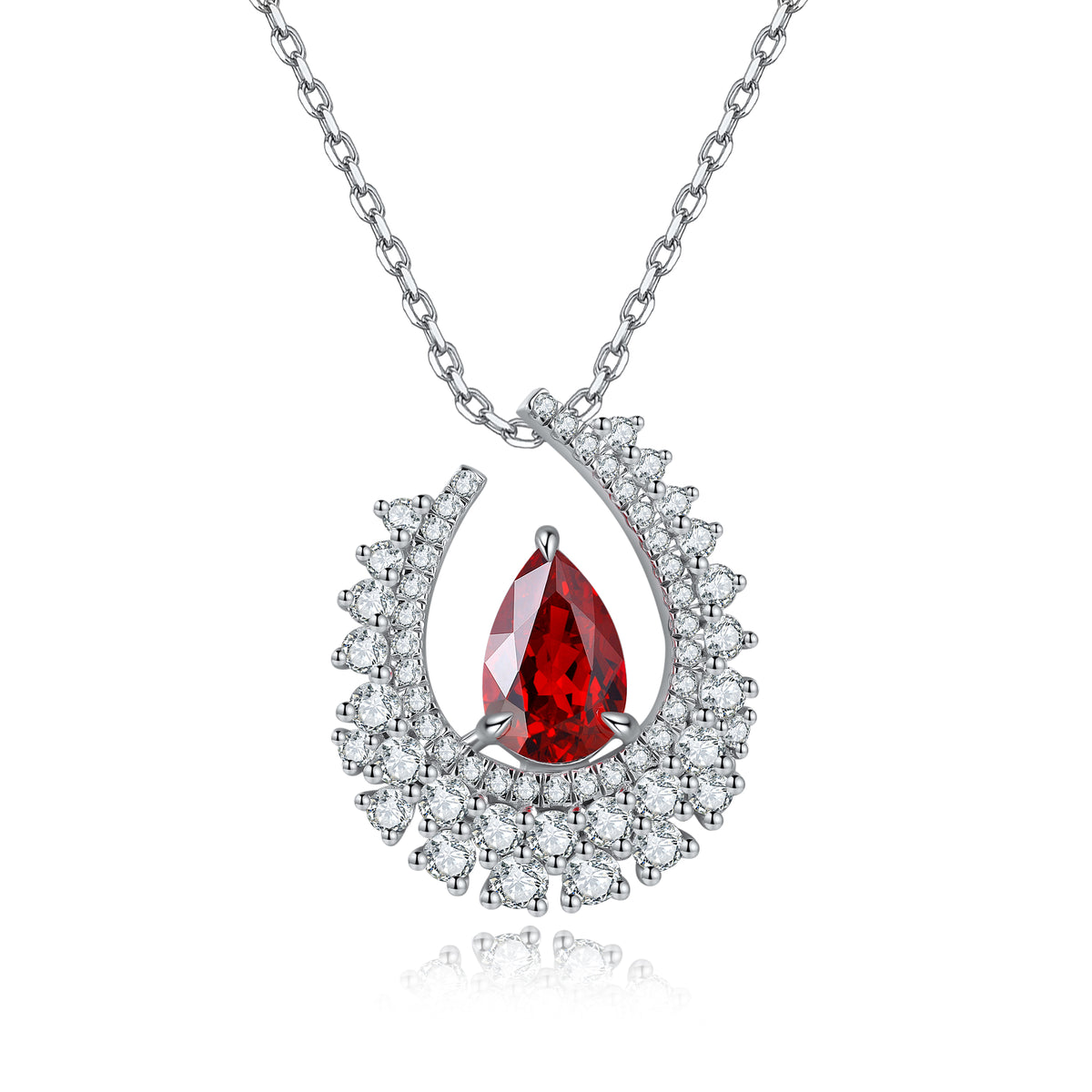 S925 Collier de pierre gemme en argent 4g créé en laboratoire