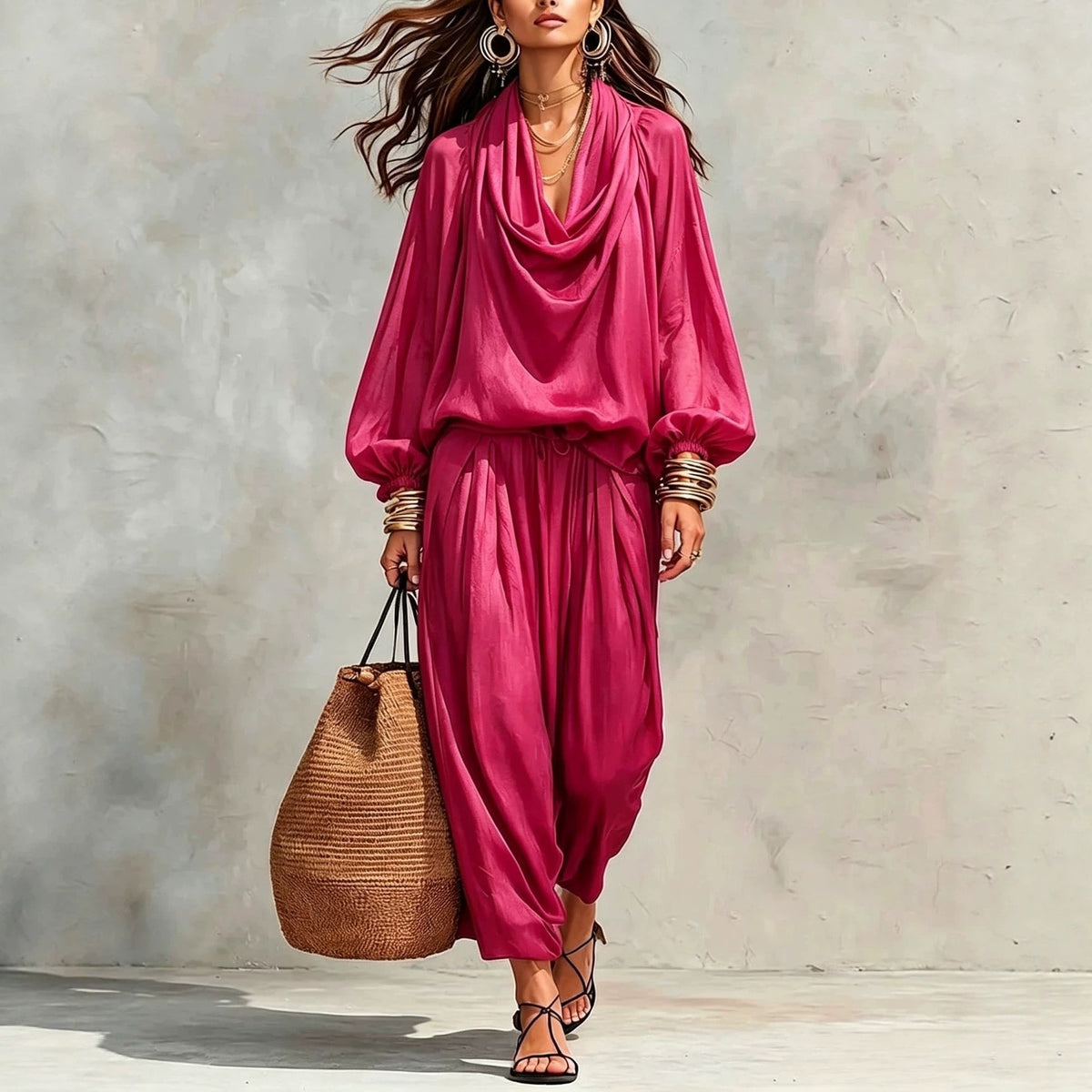 Retro halterneck red wine Two-piece set arrival gift