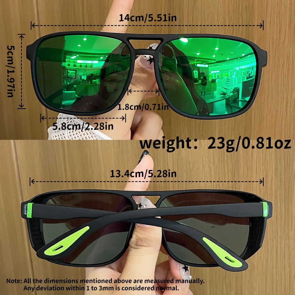 Lunettes de soleil de style sportif double pont pour homme et femme avec cadre latéral. Ils offrent