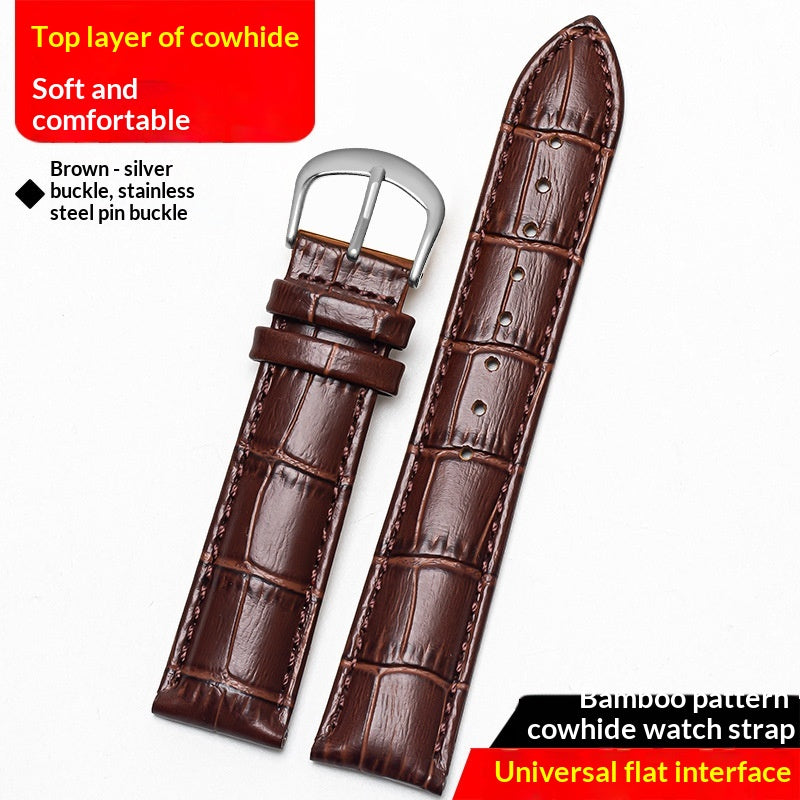 Bracelet de montre en cuir véritable double face fabriqué à partir de la peau de veau supérieure