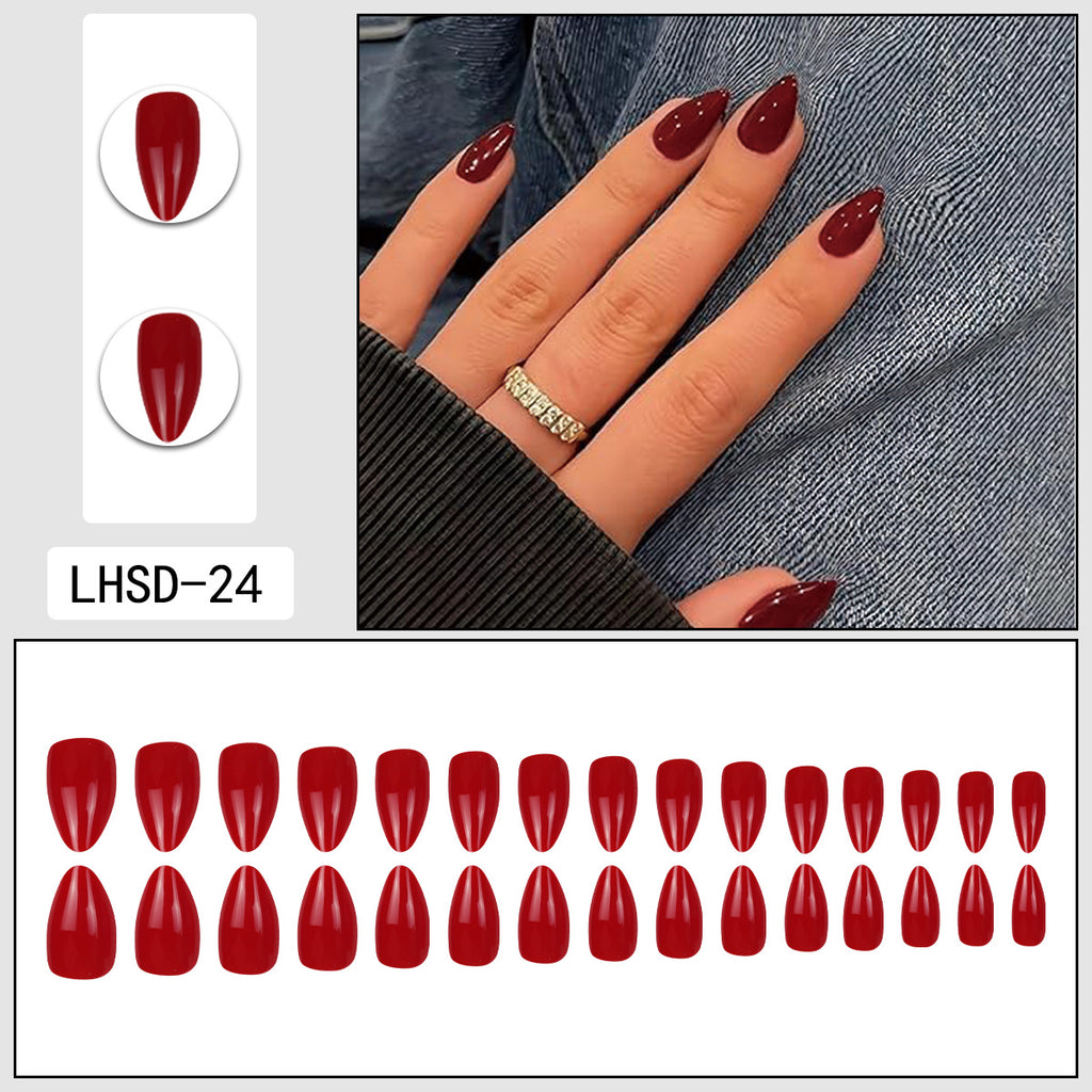 Femmes Glossy Portable Nails artificiels de couleur solide