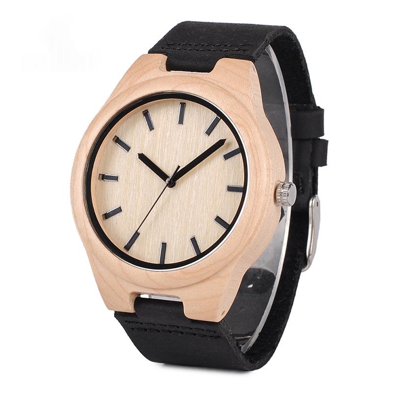 Montre à quartz en bois classique en bois