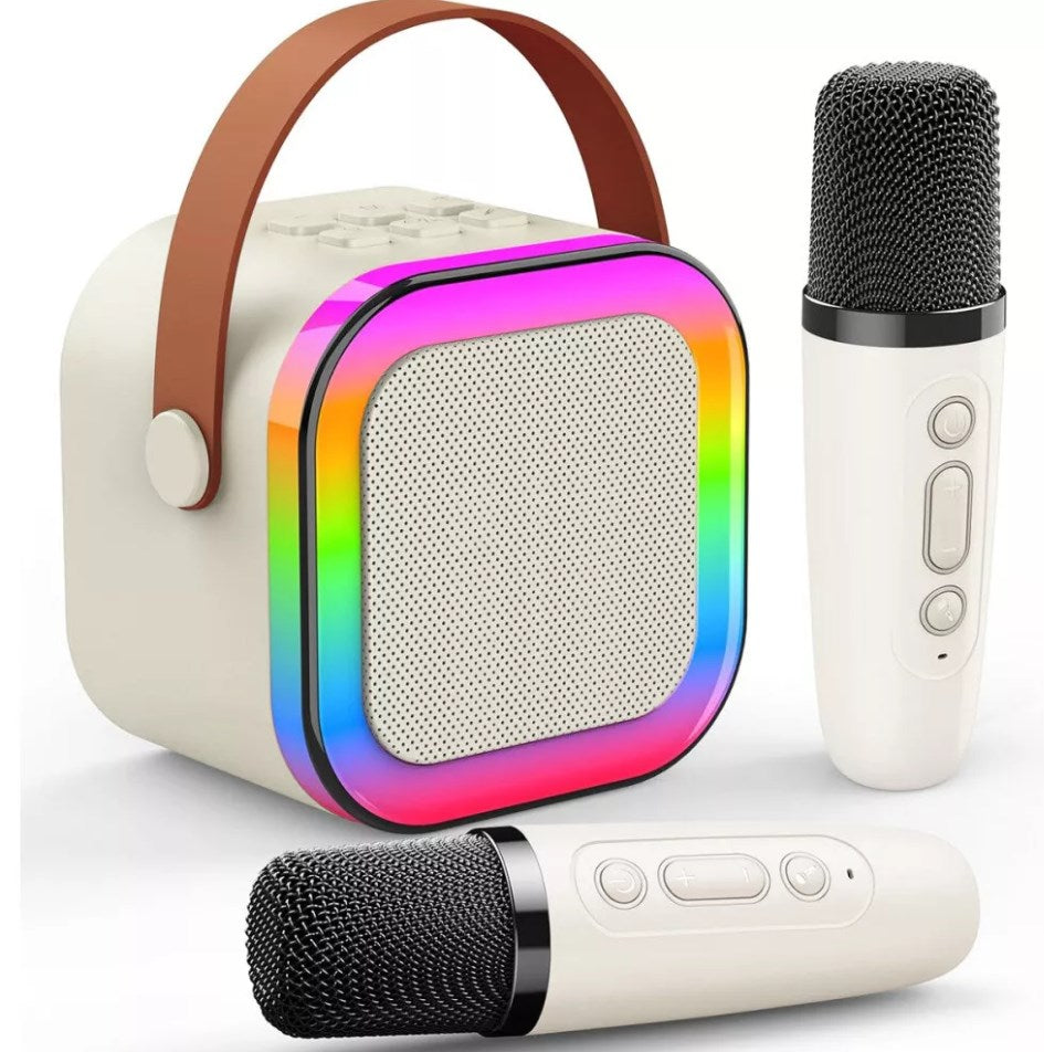 Haut-parleur Bluetooth Mini Karaoké pour enfants portables avec 2 microphones sans fil pour garçons