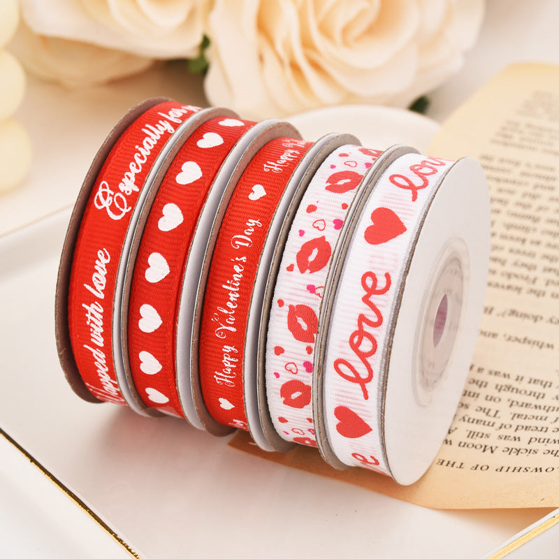 Emballage Ribbon Love Pattern Fleurs Ribbon Mariage Célébration Décoration Ribbon