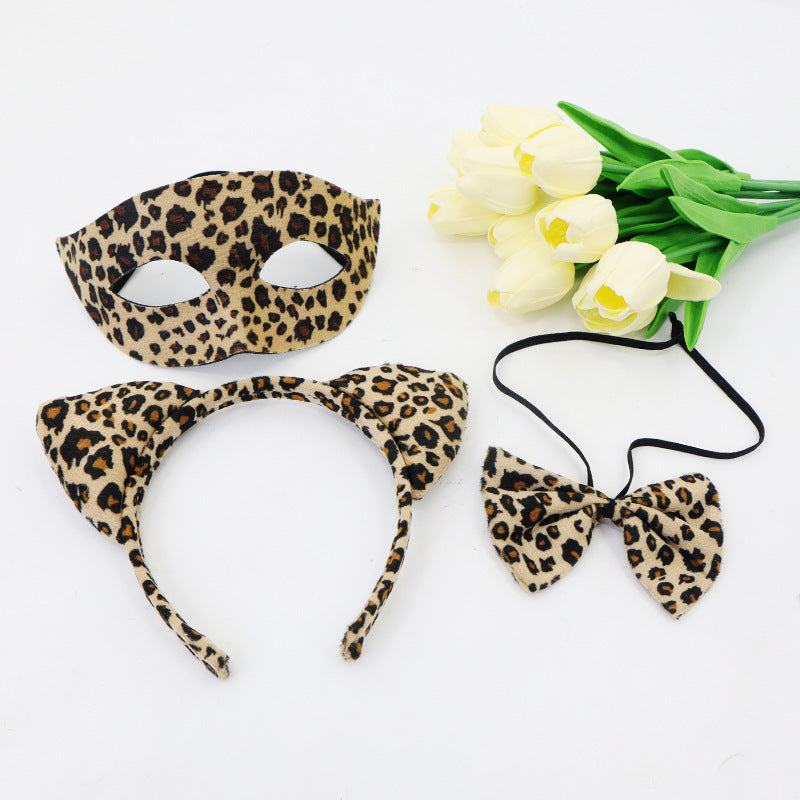 Halloween Leopard imprimé demi visage Masque jeu de bandeau