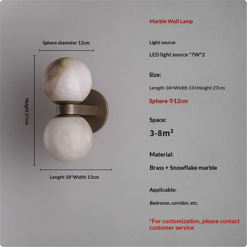 Lampe murale moderne minimaliste en marbre naturel