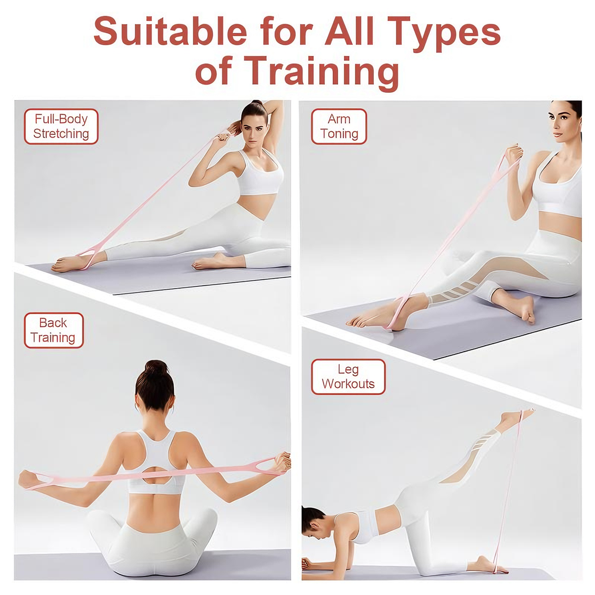 1PC 8-Shape Silicone Yoga Resistance Band - Elastic Fitness Stretching Rope