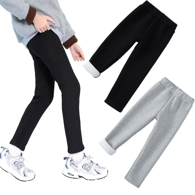 Pantalons occasionnels pour enfants doublés de polaire