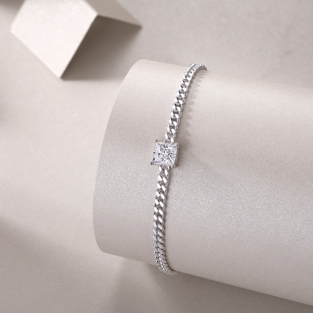 S925 Argent 1ct Princess Cut Moissanite Bracelet